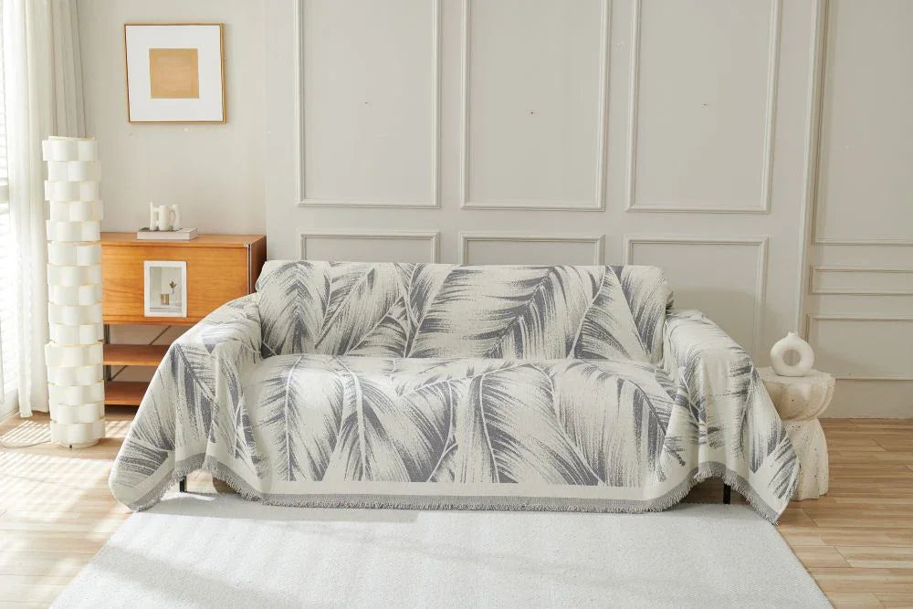 Sofa Throw - Yeluxe - Palm Gray - The Sofa Cover Crafter 