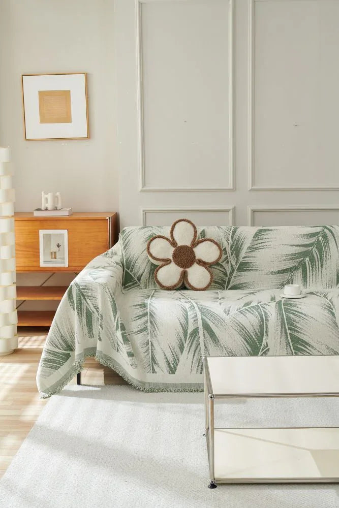 Sofa Throw - Yeluxe - Palm Sage - The Sofa Cover Crafter 