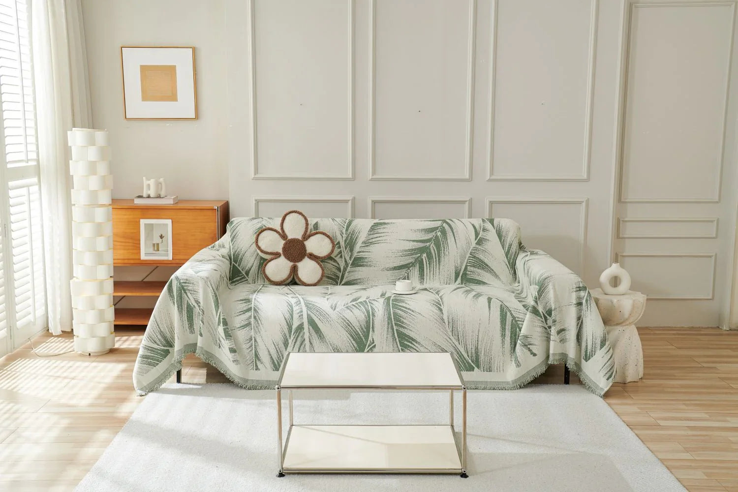 Sofa Throw - Yeluxe - Palm Sage - The Sofa Cover Crafter 