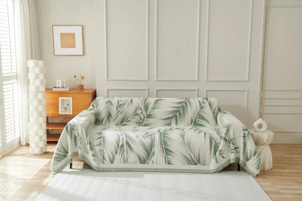 Sofa Throw - Yeluxe - Palm Sage - The Sofa Cover Crafter 