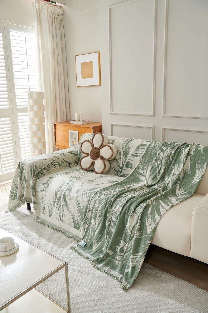 Sofa Throw - Yeluxe - Palm Sage - The Sofa Cover Crafter 