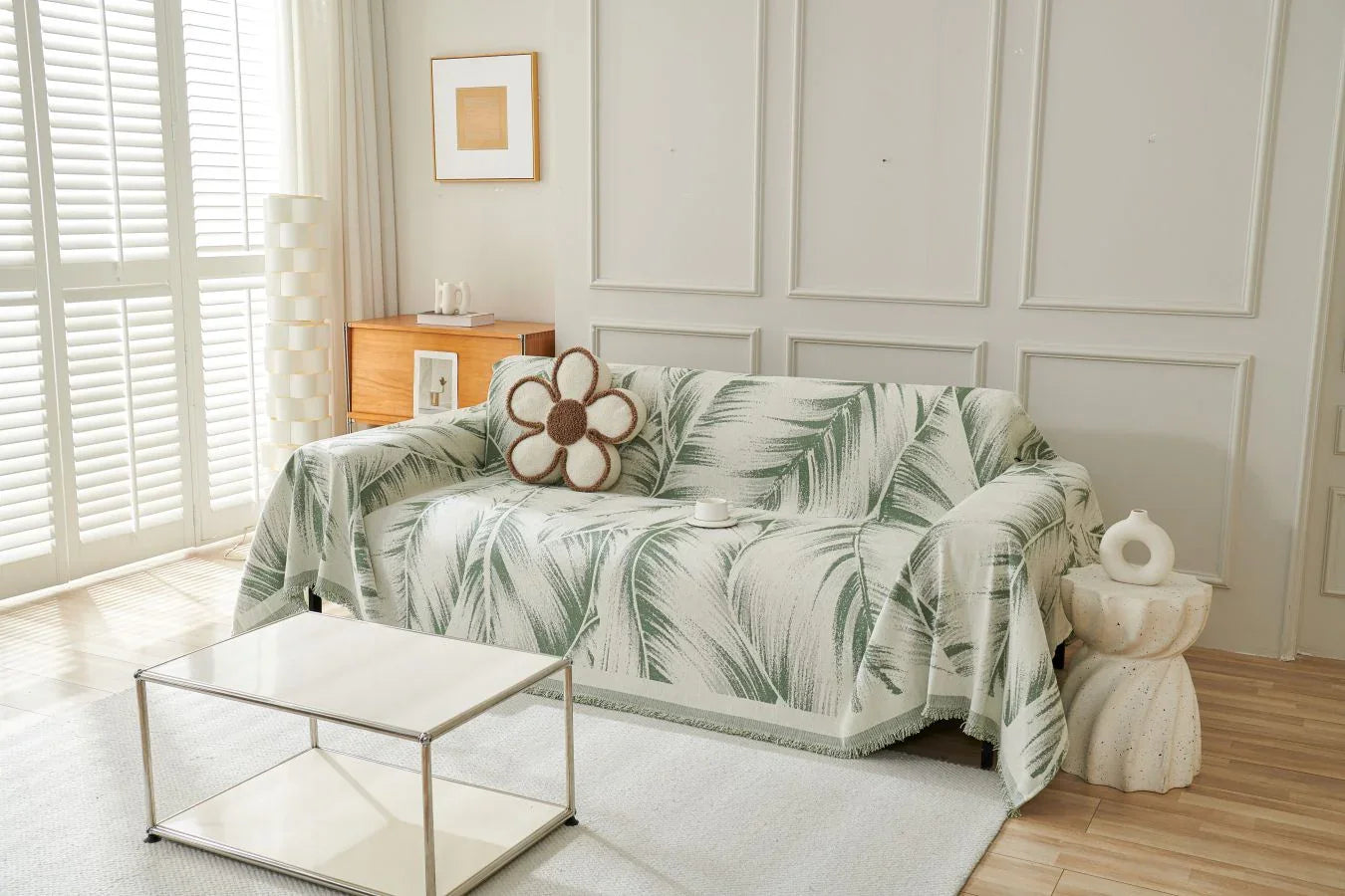 Sofa Throw - Yeluxe - Palm Sage - The Sofa Cover Crafter 