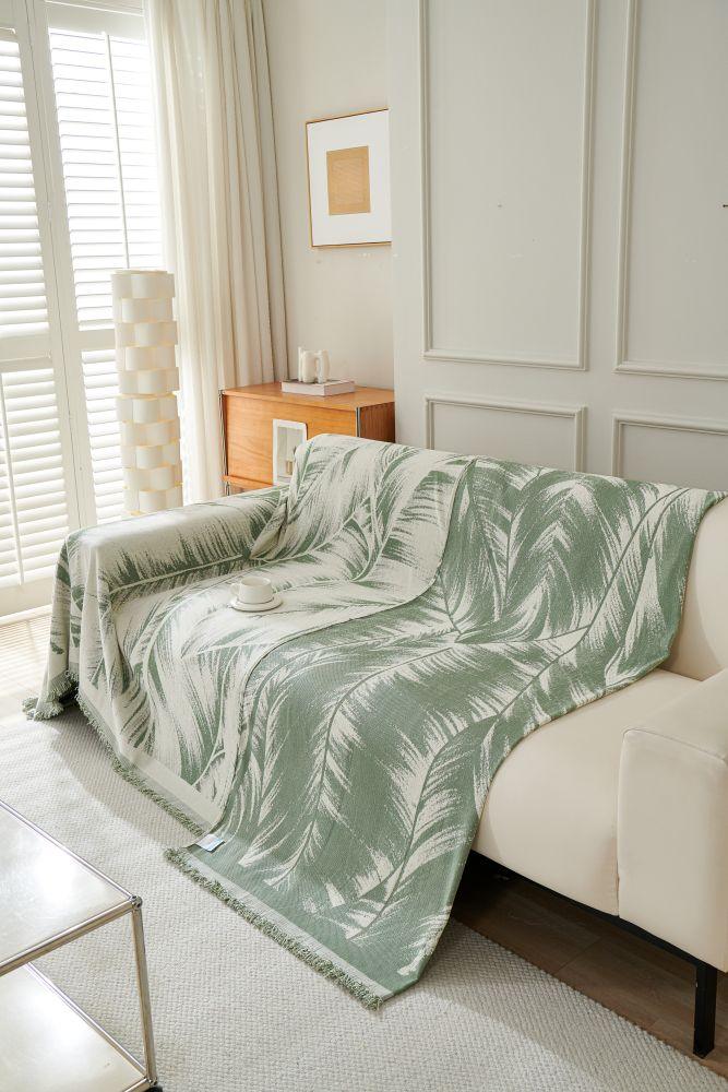 Sofa Throw - Yeluxe - Palm Sage - The Sofa Cover Crafter 