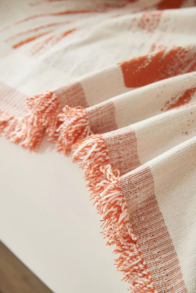 Sofa Throw - Yeluxe - Terracotta Palm - The Sofa Cover Crafter 