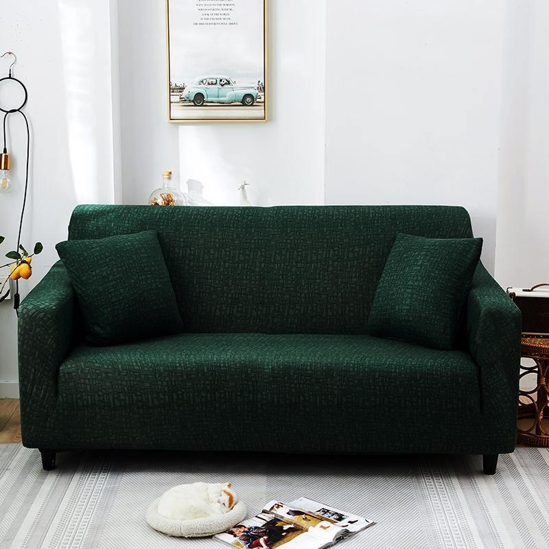 Sofa Cover - Rectangle Pattern - Emerald Green - Adaptable & Expandable - The Sofa Cover Crafter