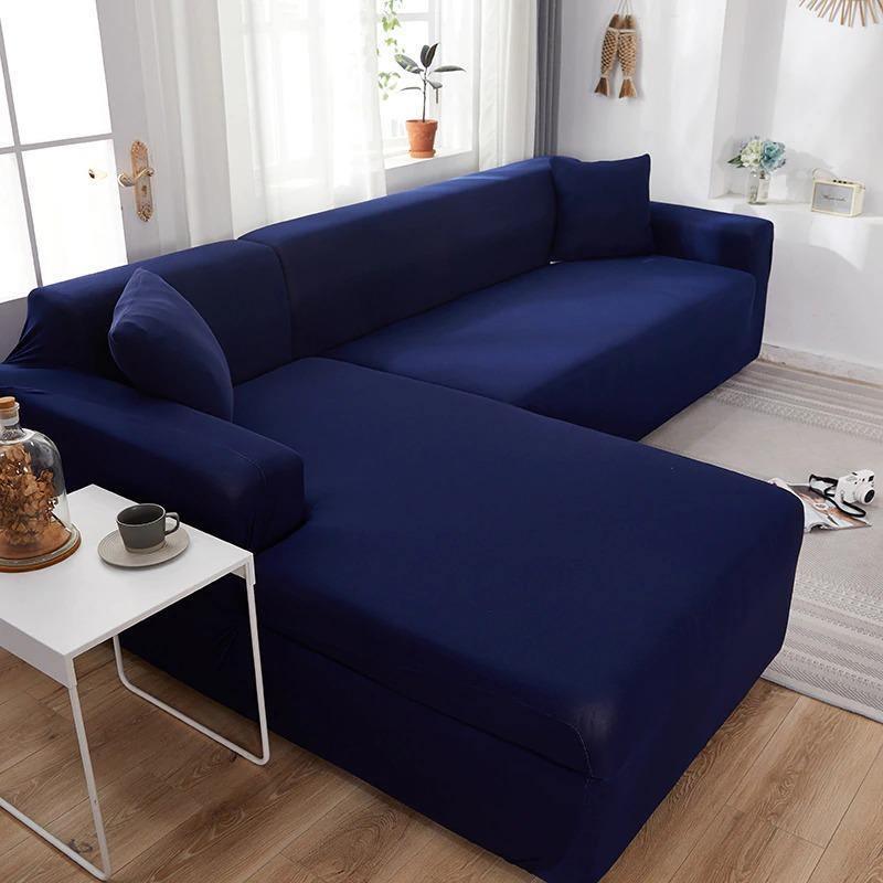 Corner Sofa Cover - Night Blue - Adaptable & Expandable - The Sofa Cover Crafter