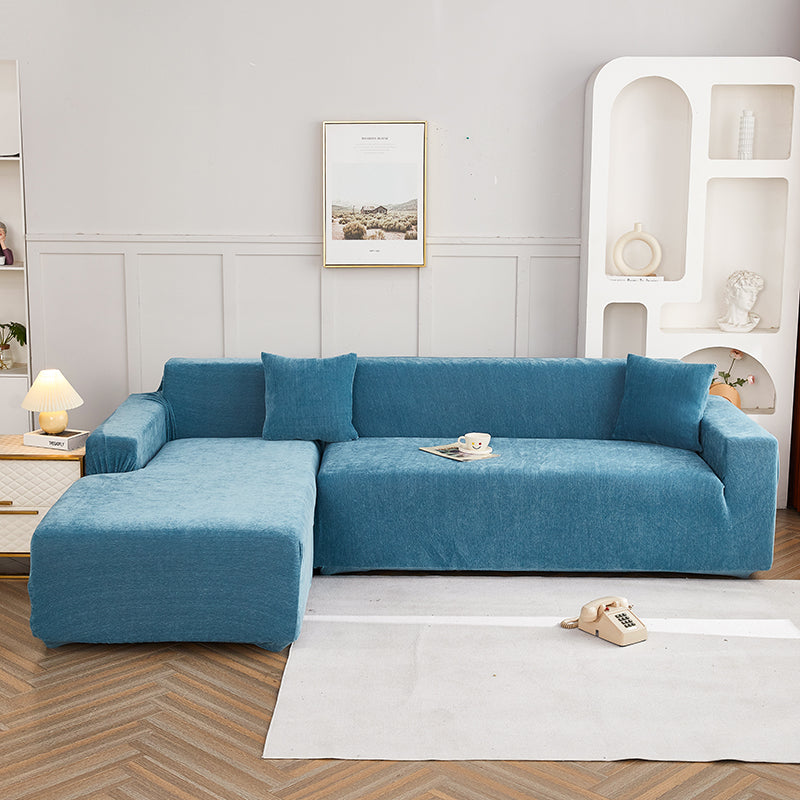Corner Sofa Cover -Snow Neil - Serene Blue - Adaptable & Expandable