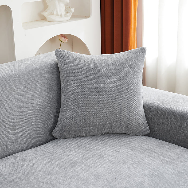 Corner Sofa Cover -Snow Neil - Neutral Grey - Adaptable & Expandable