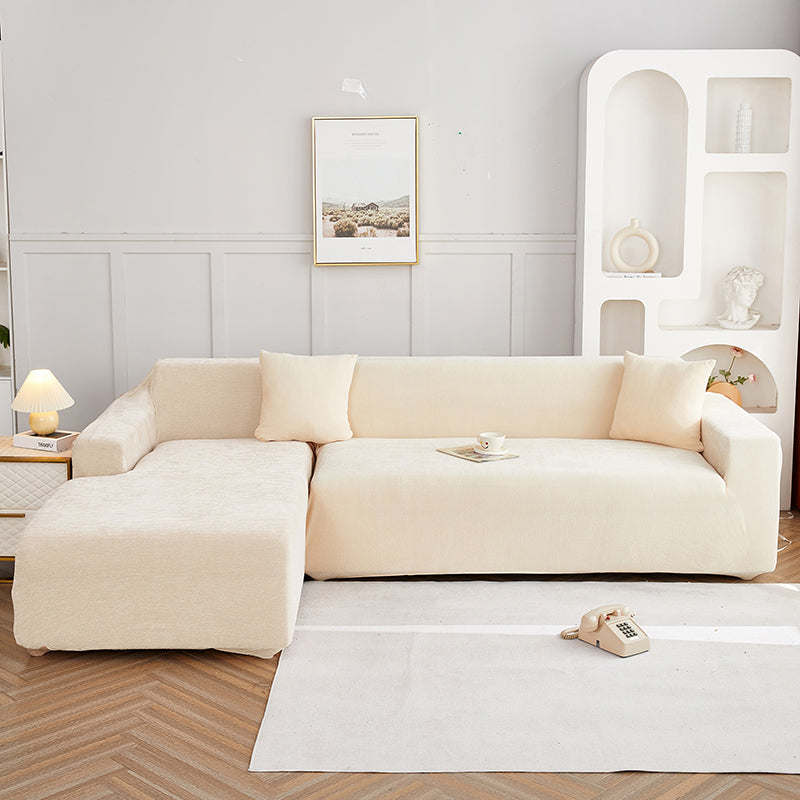 Corner Sofa Cover -Snow Neil - Beige - Adaptable & Expandable
