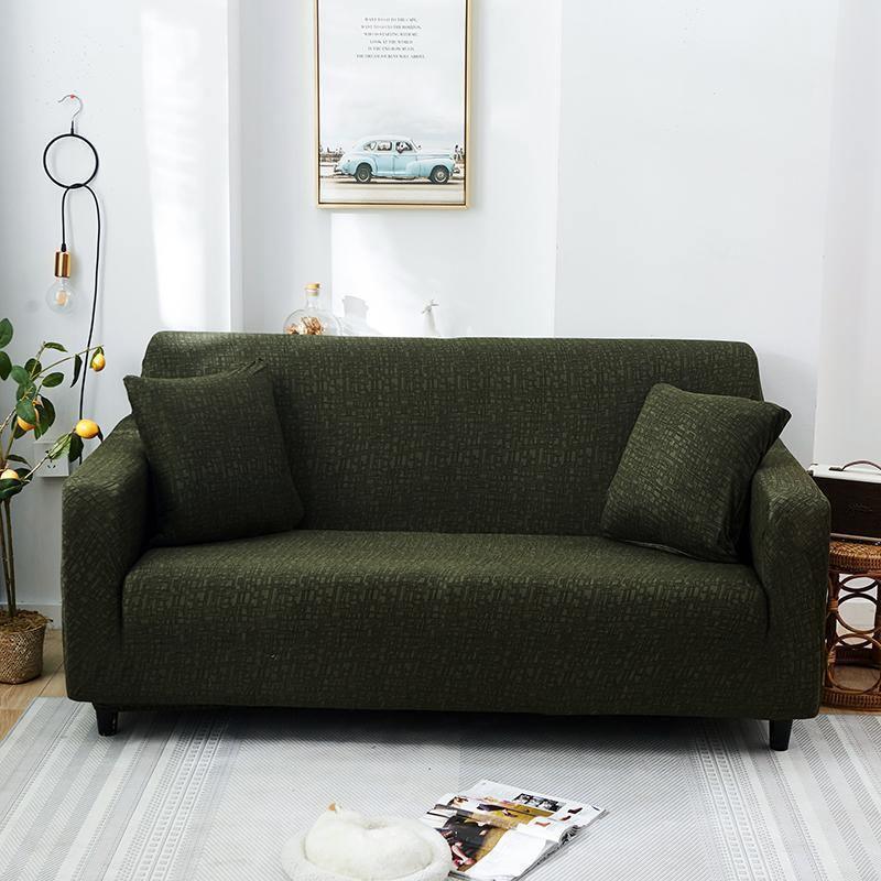 Sofa Cover - Rectangle Pattern - Olive green - Adaptable & Expandable - The Sofa Cover Crafter