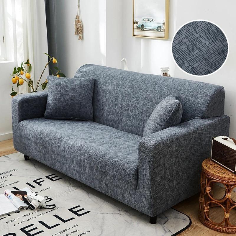 Sofa Cover - Cross pattern - Grey - Adaptable & Expandable - The Sofa Cover Crafter