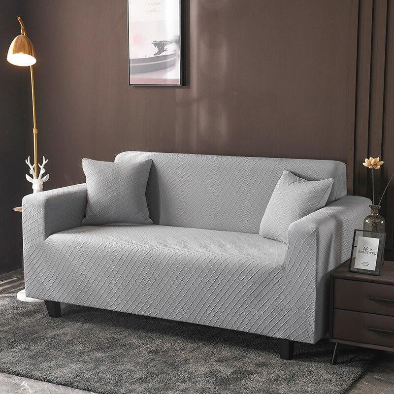 Sofa Cover - Wide Jacquard - Light Concrete Grey - Adaptable & Expandable - The Sofa Cover Crafter