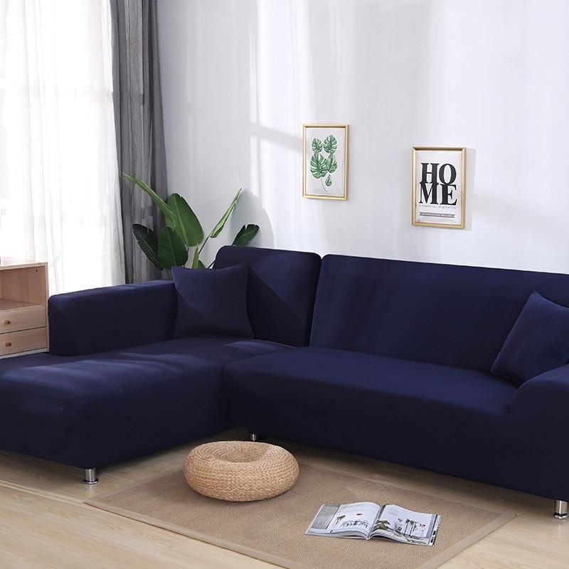 Corner Sofa Cover - Night Blue - Adaptable & Expandable - The Sofa Cover Crafter