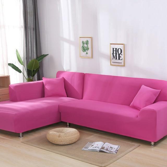 Corner Sofa Cover - Raspberry Pink - Adaptable & Expandable - The Sofa Cover Crafter