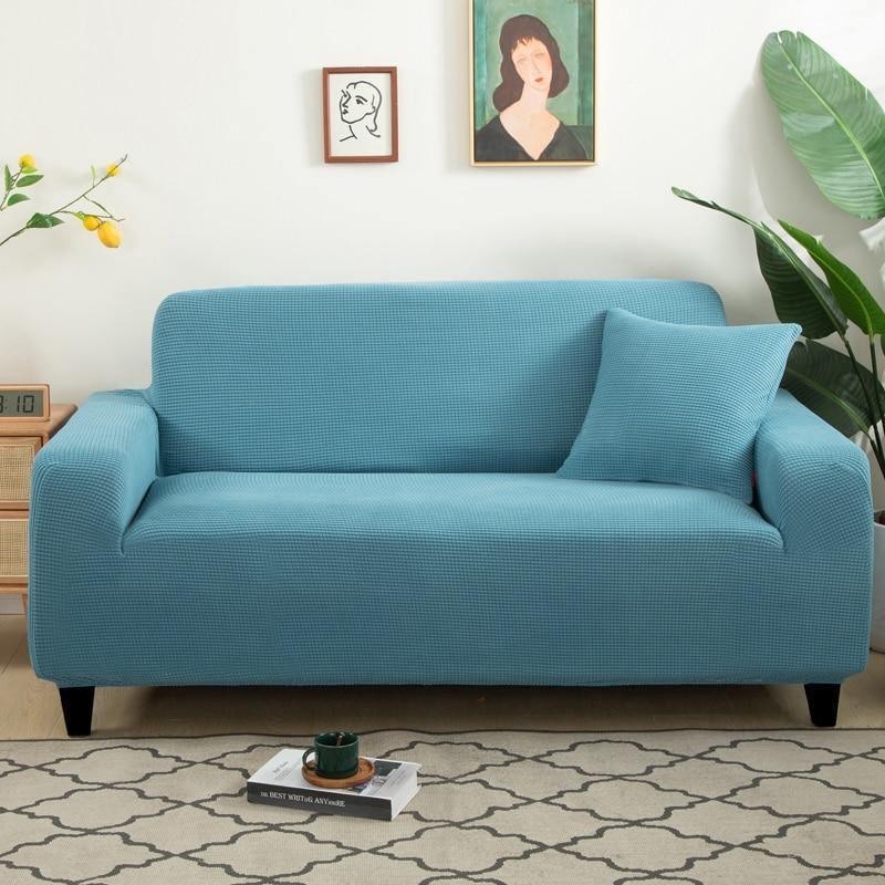 Sofa Cover - Narrow Jacquard - Sky Blue - Adaptable & Expandable - The Sofa Cover Crafter