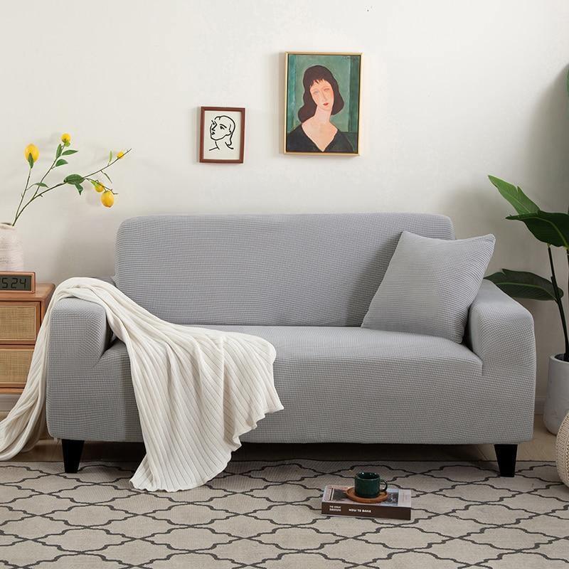 Sofa Cover - Narrow Jacquard - Light Grey - Adaptable & Expandable - The Sofa Cover Crafter