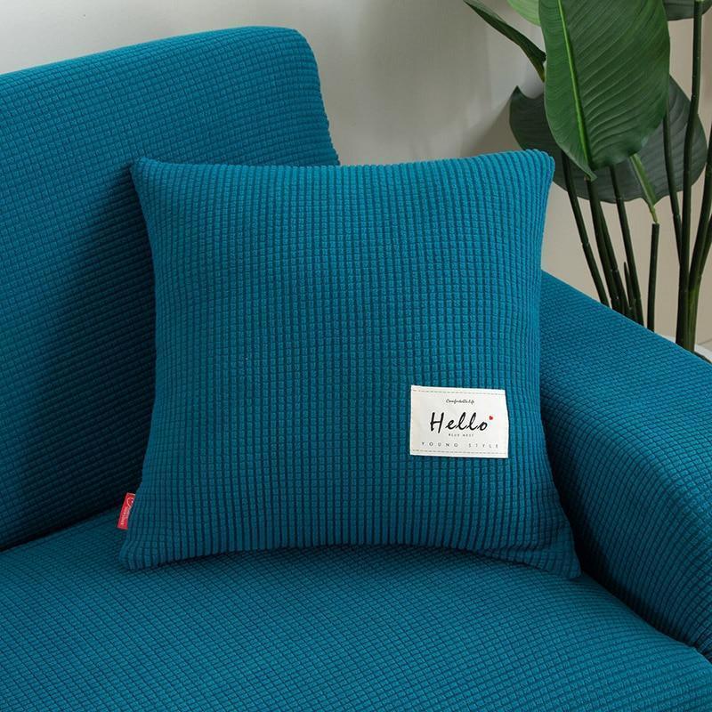 Pillow Cover - Narrow Jacquard - Bondi Blue - The Sofa Cover Crafter