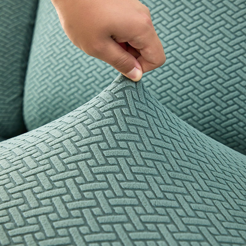 Recliner Sofa Cover - Interwoven Pattern - Dark Green - Adaptable & Expandable