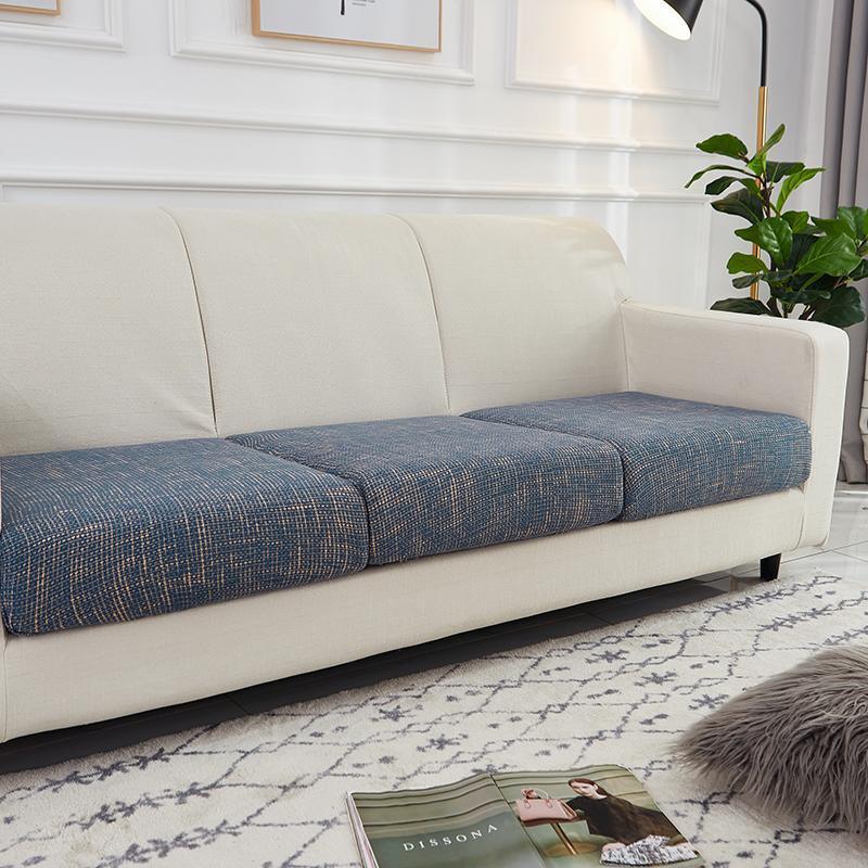 Sofa Cushion Cover - Cross pattern - Blue-Gold - The Sofa Cover Crafter