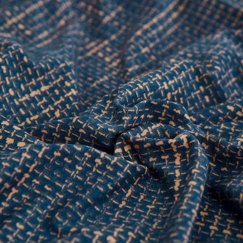 Sofa Cushion Cover - Cross pattern - Blue-Gold - The Sofa Cover Crafter
