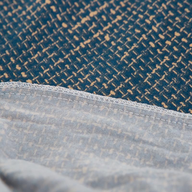 Sofa Cushion Cover - Cross pattern - Blue-Gold - The Sofa Cover Crafter