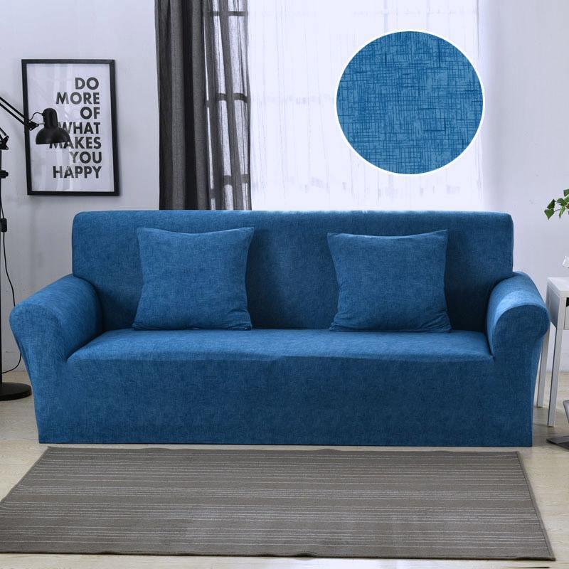 Sofa Cover - Cross pattern - Blue - Adaptable & Expandable - The Sofa Cover Crafter