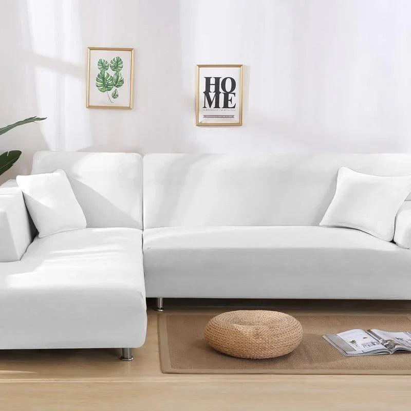 Corner Sofa Cover - Alabaster White - Adaptable & Expandable - The Sofa Cover Crafter 