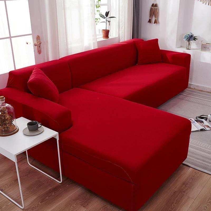 Corner Sofa Cover - Cardinal red - Adaptable & Expandable - The Sofa Cover Crafter 