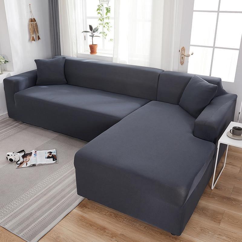 Corner Sofa Cover - Clay Gray - Adaptable & Expandable - The Sofa Cover Crafter 