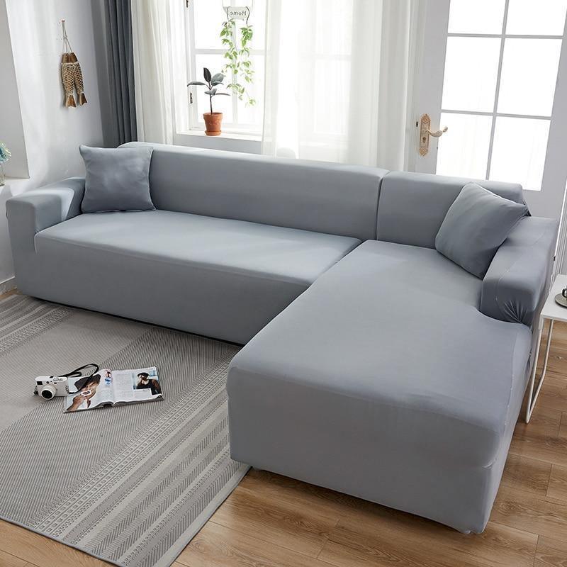 Corner Sofa Cover - Mouse grey - Adaptable & Expandable - The Sofa Cover Crafter 