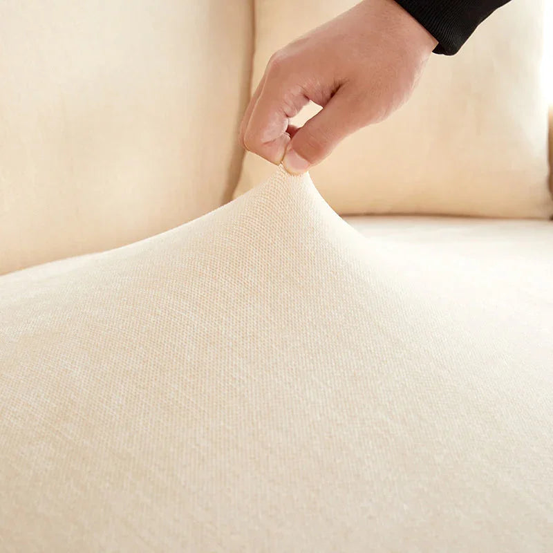 Corner Sofa Cover -Snow Neil - Beige - Adaptable & Expandable - The Sofa Cover Crafter 