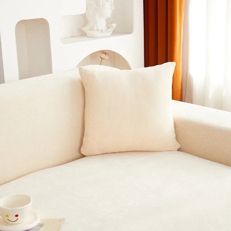 Corner Sofa Cover -Snow Neil - Beige - Adaptable & Expandable - The Sofa Cover Crafter 