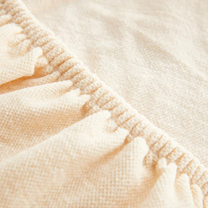 Corner Sofa Cover -Snow Neil - Beige - Adaptable & Expandable - The Sofa Cover Crafter 