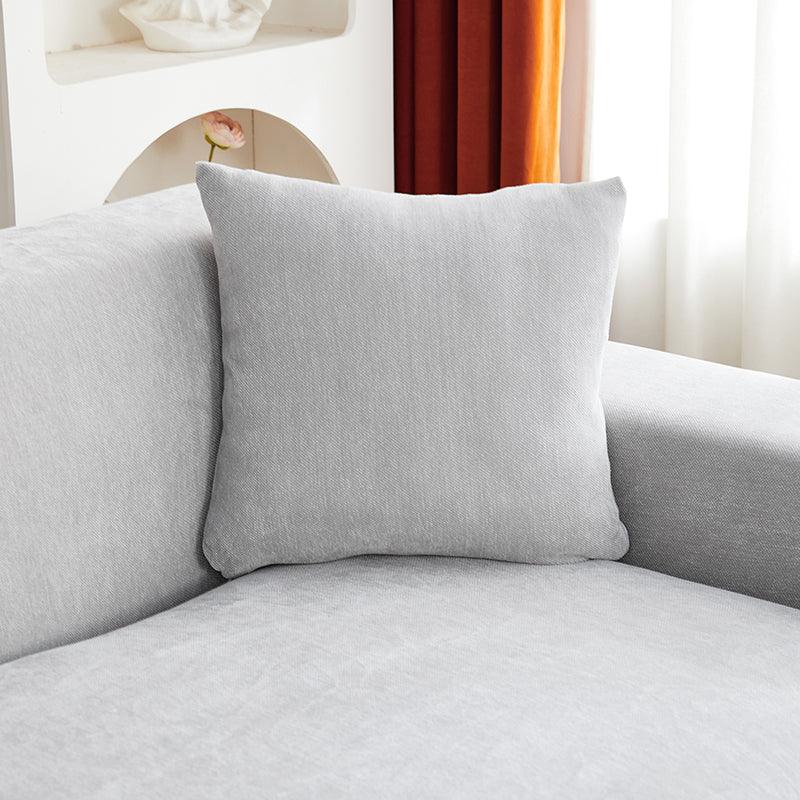 Corner Sofa Cover -Snow Neil - Light Grey - Adaptable & Expandable - The Sofa Cover Crafter 