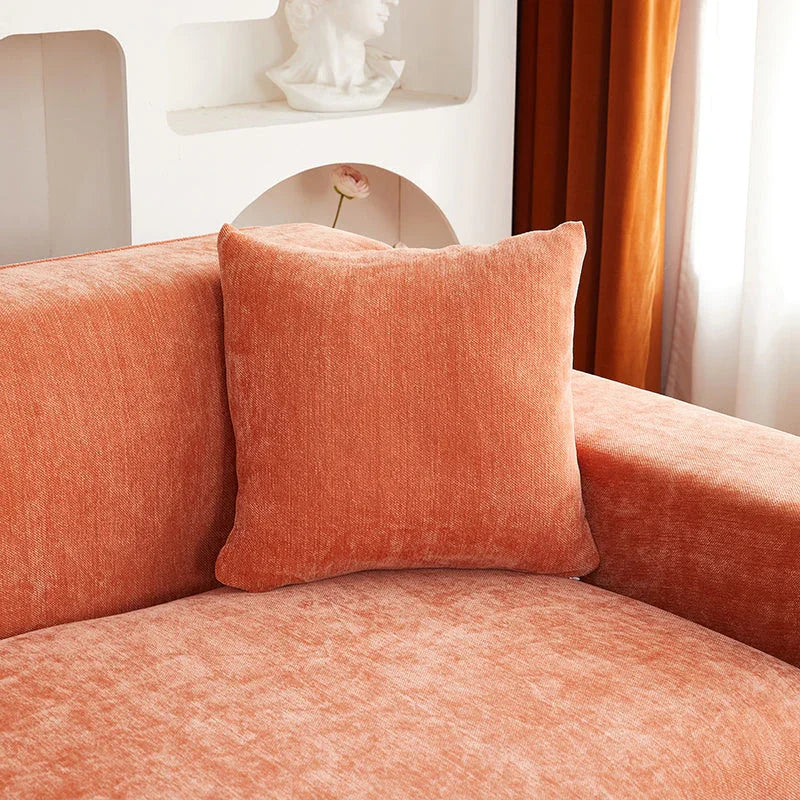 Corner Sofa Cover -Snow Neil - Premium Orange - Adaptable & Expandable - The Sofa Cover Crafter 