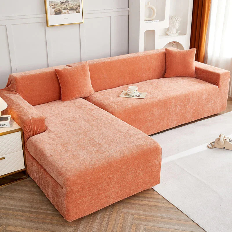 Corner Sofa Cover -Snow Neil - Premium Orange - Adaptable & Expandable - The Sofa Cover Crafter 