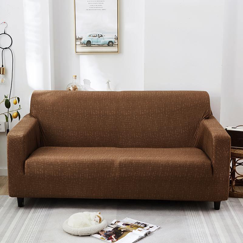 Sofa Cover - Rectangle Pattern - Brown - Adaptable & Expandable - The Sofa Cover Crafter