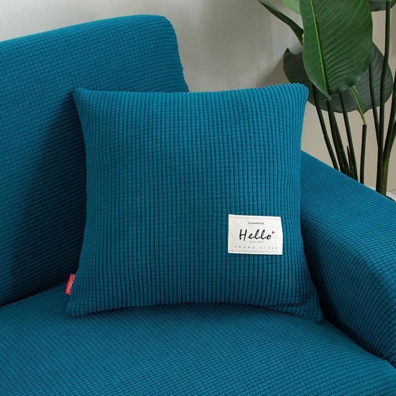Pillow Cover - Narrow Jacquard - Bondi Blue - The Sofa Cover Crafter 