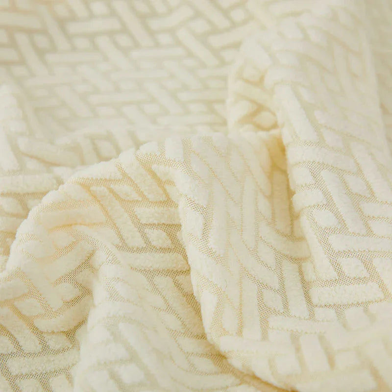 Recliner Sofa Cover - Interwoven Pattern - Beige - Adaptable & Expandable - The Sofa Cover Crafter 