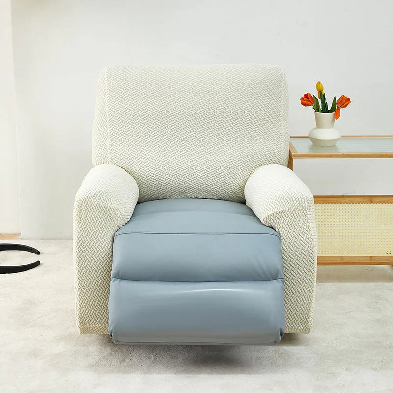 Recliner Sofa Cover - Interwoven Pattern - Beige - Adaptable & Expandable - The Sofa Cover Crafter 