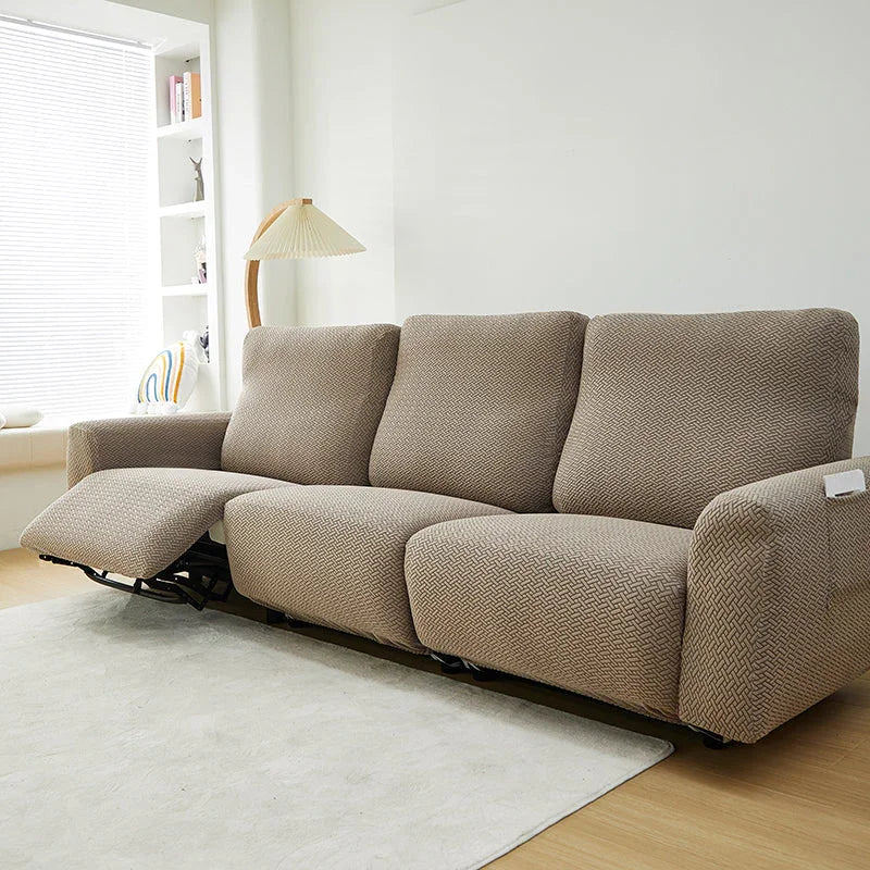 Recliner Sofa Cover - Interwoven Pattern - Brown - Adaptable & Expandable - The Sofa Cover Crafter 