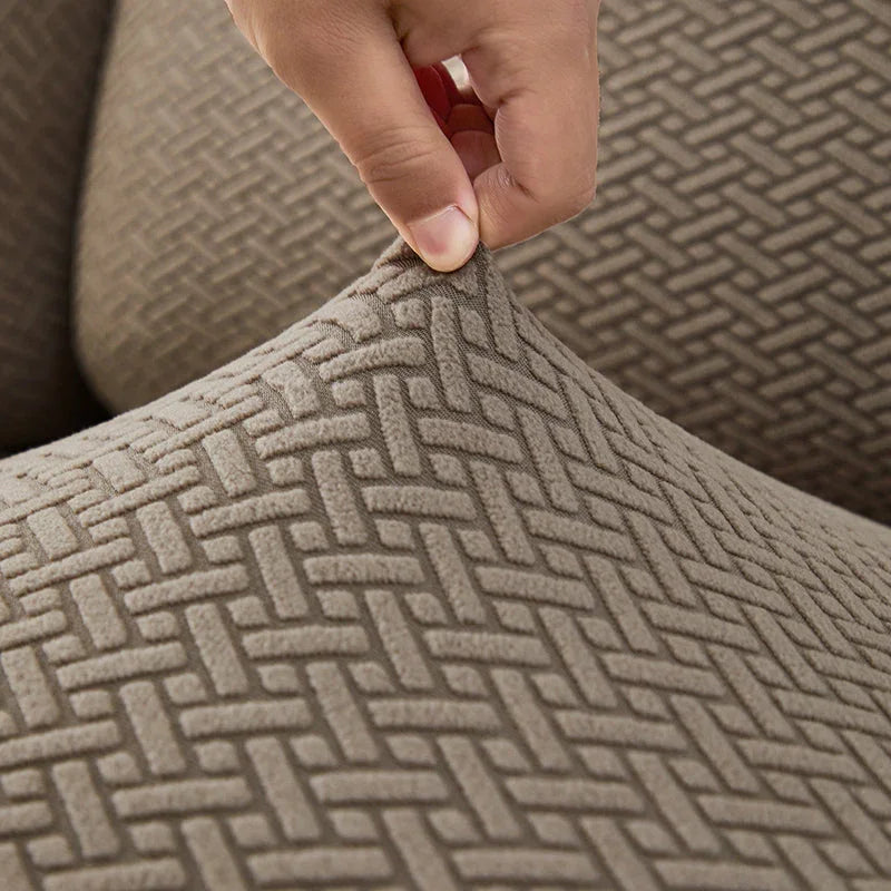 Recliner Sofa Cover - Interwoven Pattern - Brown - Adaptable & Expandable - The Sofa Cover Crafter 