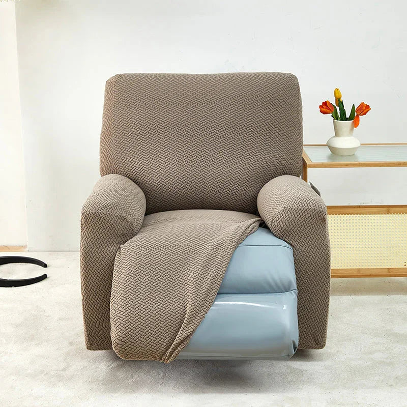 Recliner Sofa Cover - Interwoven Pattern - Brown - Adaptable & Expandable - The Sofa Cover Crafter 