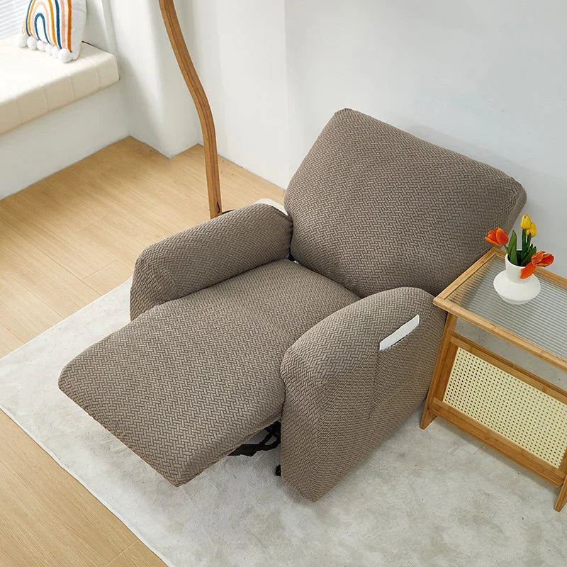 Recliner Sofa Cover - Interwoven Pattern - Brown - Adaptable & Expandable - The Sofa Cover Crafter 