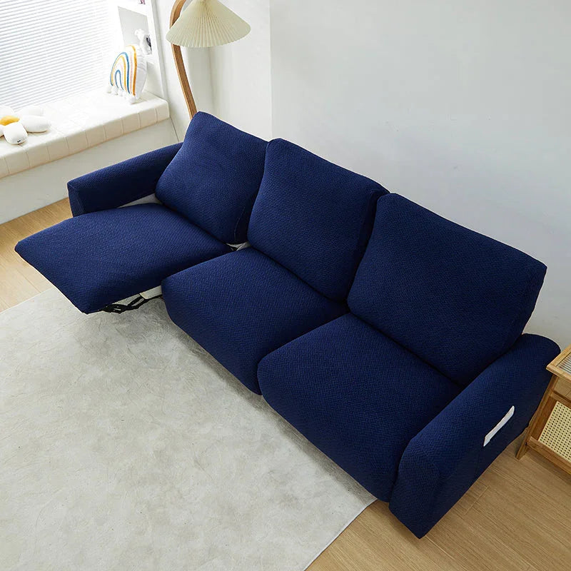 Recliner Sofa Cover - Interwoven Pattern - Dark Blue - Adaptable & Expandable - The Sofa Cover Crafter 