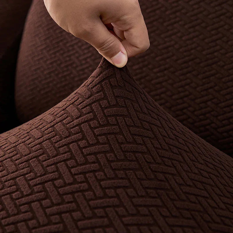 Recliner Sofa Cover - Interwoven Pattern - Dark Brown - Adaptable & Expandable - The Sofa Cover Crafter 