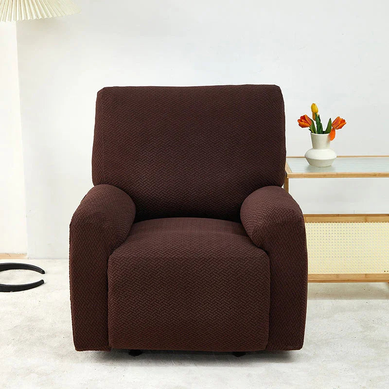 Recliner Sofa Cover - Interwoven Pattern - Dark Brown - Adaptable & Expandable - The Sofa Cover Crafter 