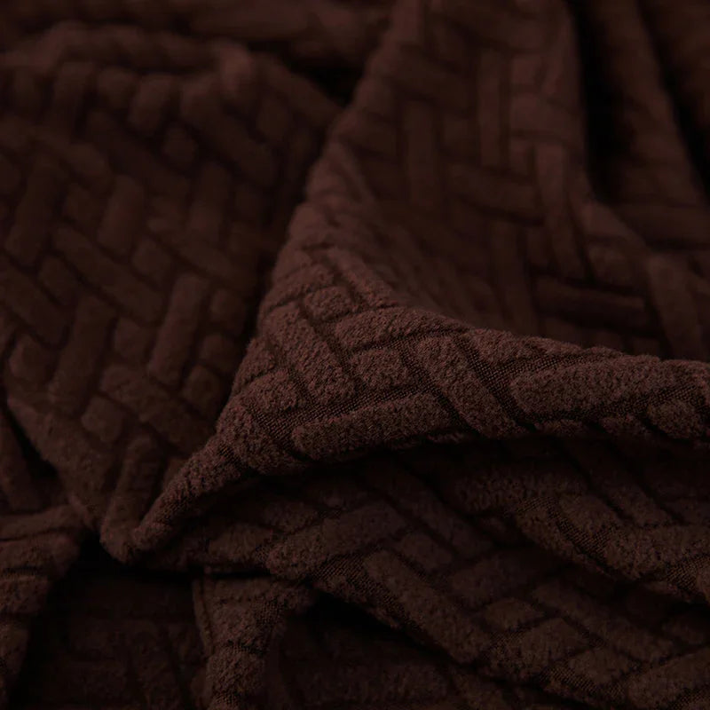 Recliner Sofa Cover - Interwoven Pattern - Dark Brown - Adaptable & Expandable - The Sofa Cover Crafter 