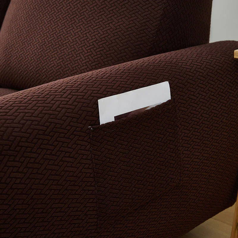 Recliner Sofa Cover - Interwoven Pattern - Dark Brown - Adaptable & Expandable - The Sofa Cover Crafter 