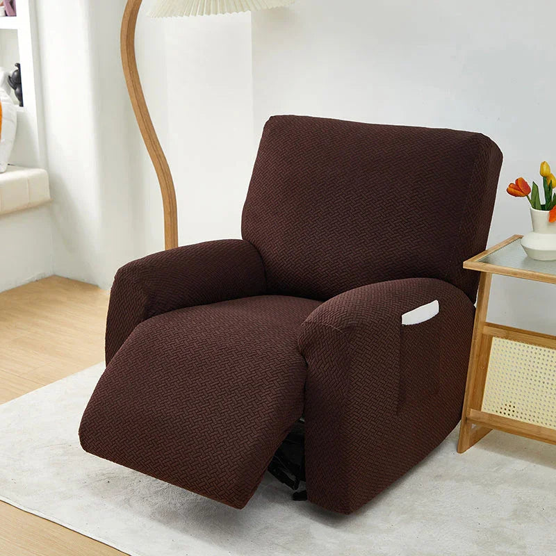 Recliner Sofa Cover - Interwoven Pattern - Dark Brown - Adaptable & Expandable - The Sofa Cover Crafter 